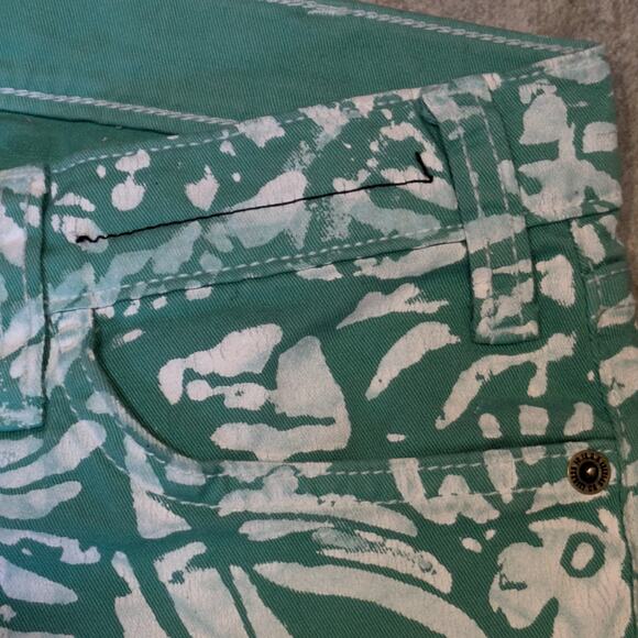 DVF x Current/Elliott Womens Sz 26-0 Jeans Painted Skinny Mint Floral High Waist - Picture 8 of 10